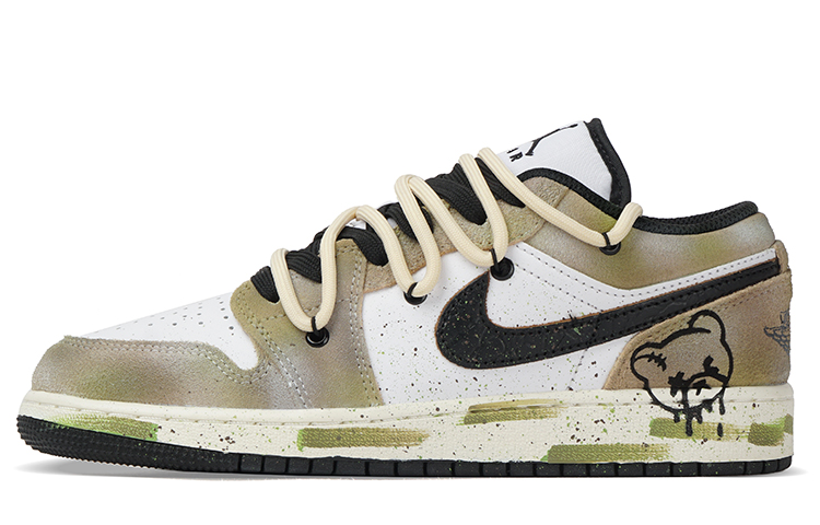 Jordan Air Jordan 1 Low Top Vintage Basketball Shoes GS Brown Green