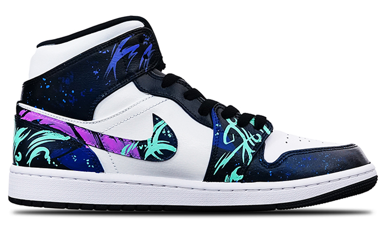 Jordan Air Jordan 1 Mid-Top Vintage Basketball Shoes Men's Black White Purple купить в интернет-магазине Yoocart с быстрой доставкой по России.