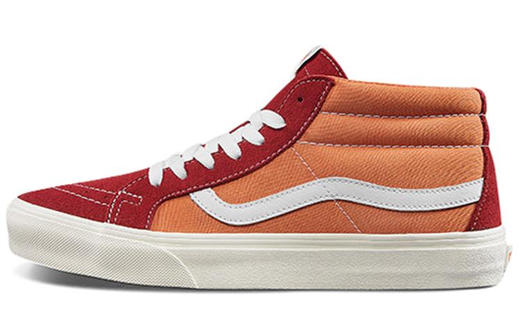 Vans Sk8 mid Retro Mid Top Casual Skate Shoes Unisex Red Orange Splicing 'Orange Red'