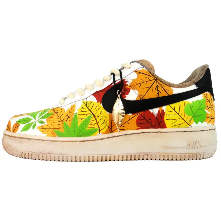 Nike Air Force 1 Fall Landscape Wear resistant And Lightweight Low top Skateboard Shoes Unisex Yellow Red Black