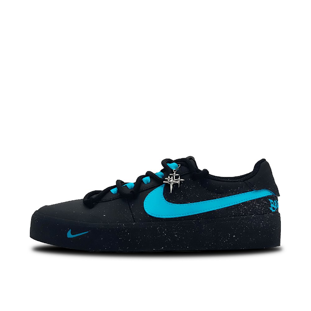 Nike Court Shot Blue Star Feather Abrasion Resistant Low Top Skateboard Shoes Men's Black Blue