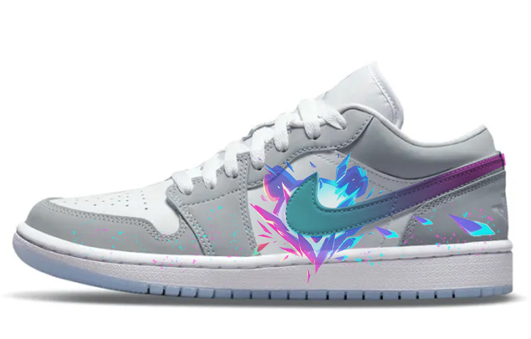 JORDAN Air JORDAN 1 Vintage Basketball Shoes Women's Low Top Light Gray