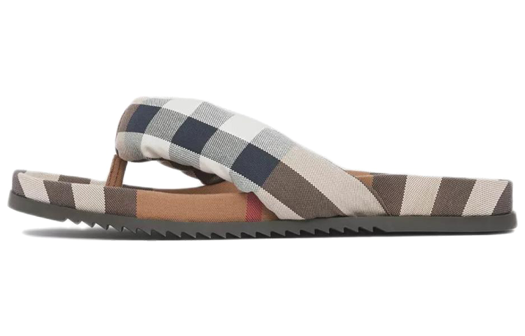 Burberry Check Print Thong Sandals Brown