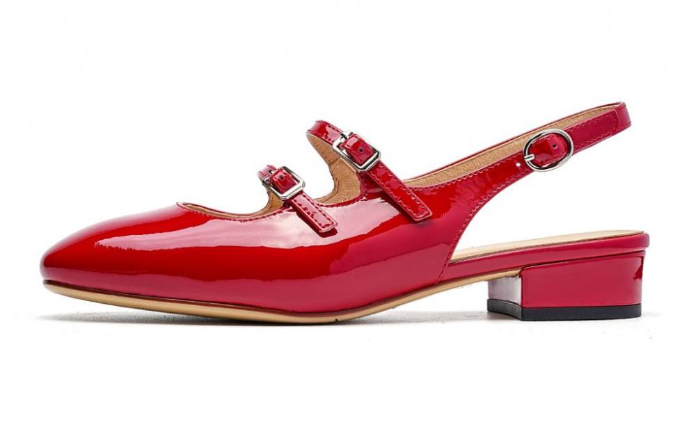 EBLAN Chunky Heel Mary Jane Shoes Women's Red