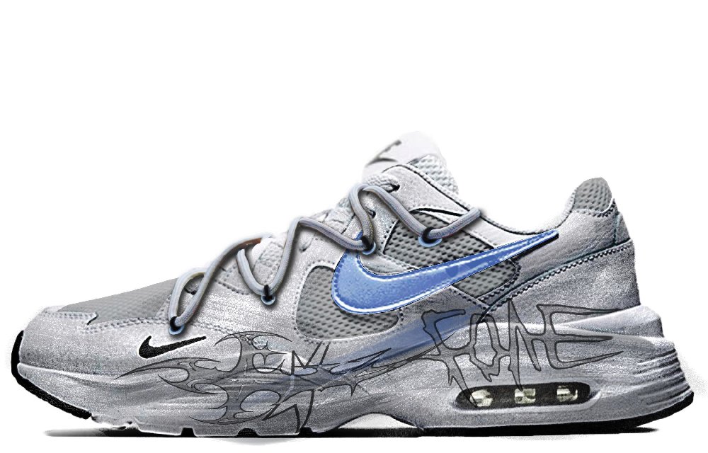 Nike Air Max Fusion Da Vinci Custom Royal Blue Lightweight Low-Top Casual Shoes Women's Silver Gray