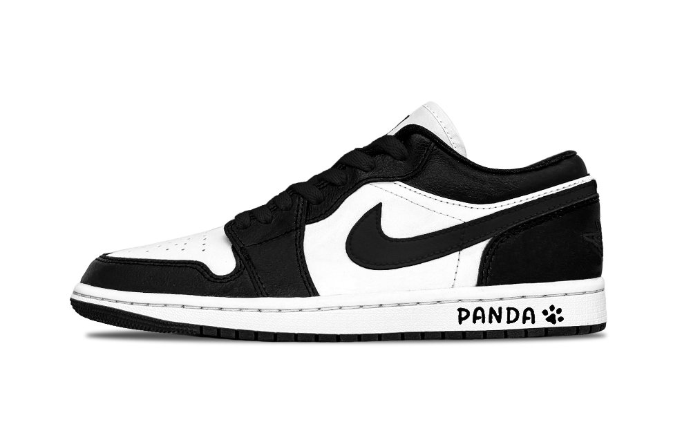 Jordan Air Jordan 1 Trendy Cool Bear Cat Abrasion Resistant Low Top Vintage Basketball Shoes Unisex Black White