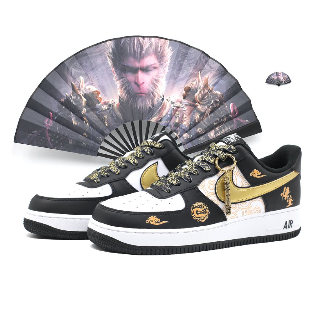 Nike Slip Resistant Cushioning Abrasion Resistant Low Top Skateboard Shoes Unisex Black Gold White