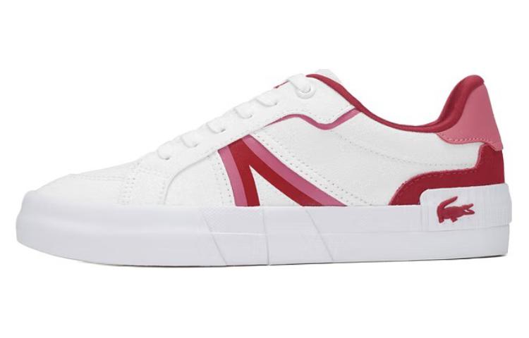 LACOSTE Low-Top Skateboard Shoes Women's White Red