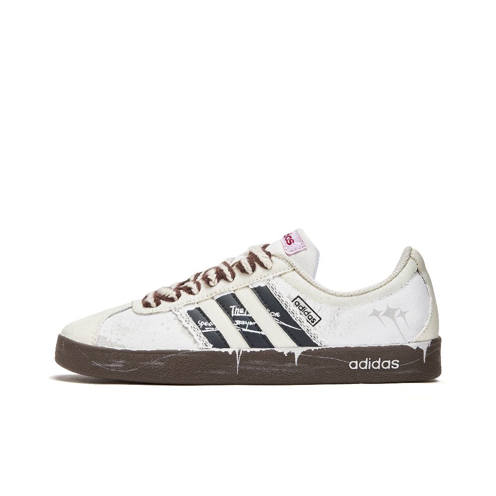 Adidas Neo VL Court 2.0 Free Panda Box Cream Cream Puff Slip-Resistant Breathable Low-Top Skateboard Shoes Unisex Ecru