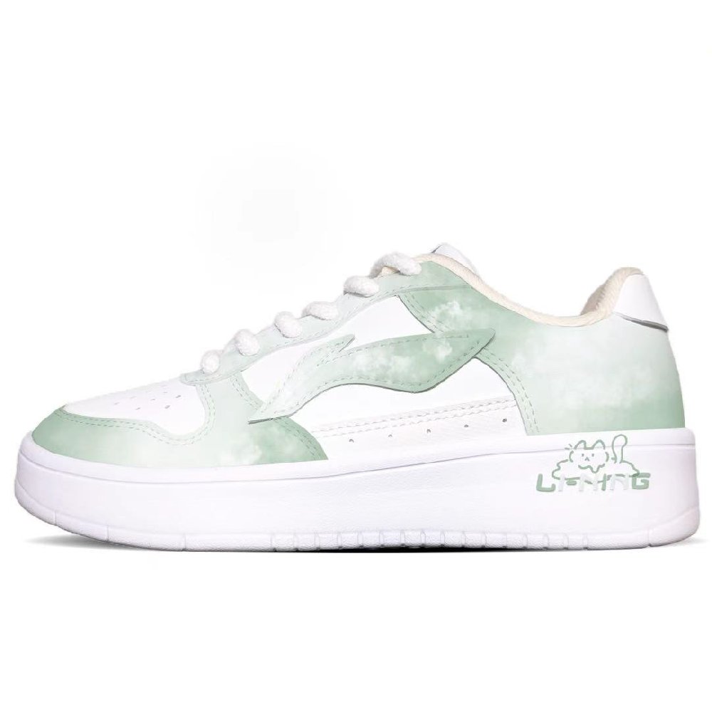 LiNing Pontoon Boats Lightweight And Breathable Low Top Skateboard Shoes Women's White Green