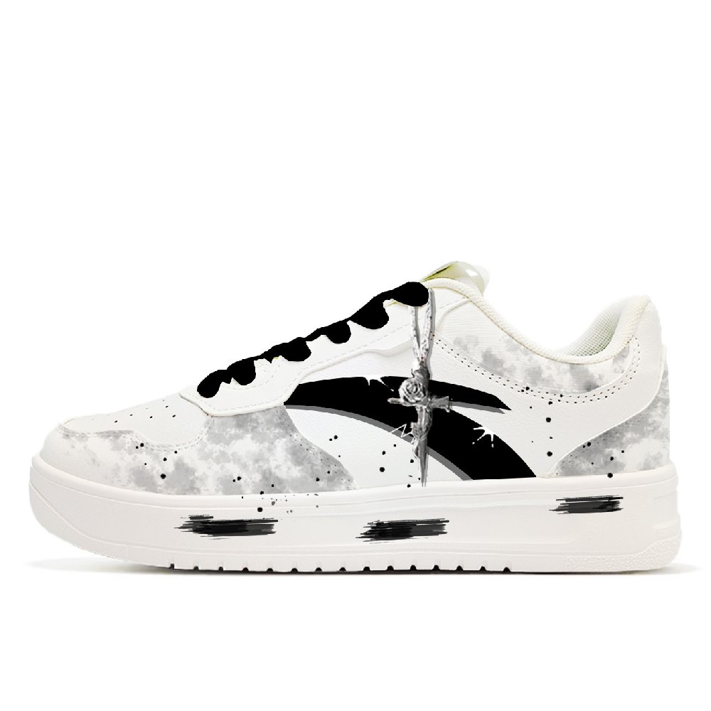 Anta Slip Resistant Cushioning Abrasion Resistant Low Top Skateboard Shoes Men's Black White