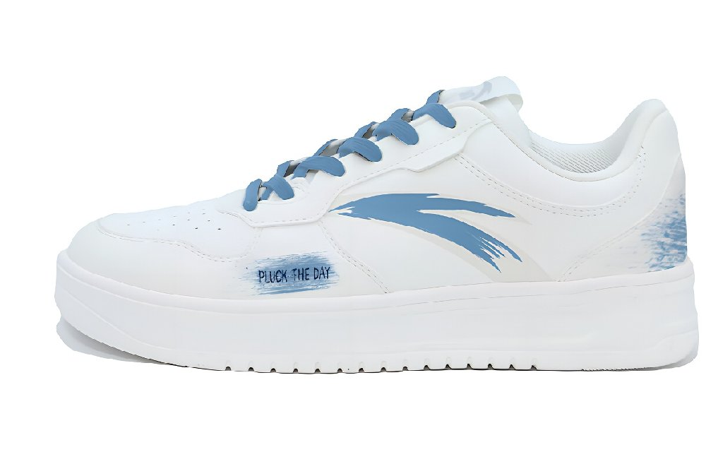Anta Relaxed Anti Slip Wear Resistant Low Top Skateboard Shoes Unisex White Blue