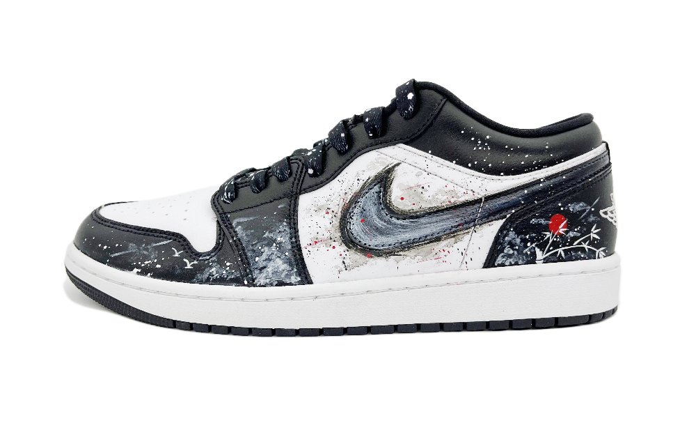 Jordan Air Jordan 1 Anti-Slip And Wear-Resistant Breathable Low-Top Vintage Basketball Shoes Men's Black White