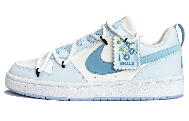 Nike Court Borough Low Slip Resistant Low Top Skateboard Shoes Women's Blue White