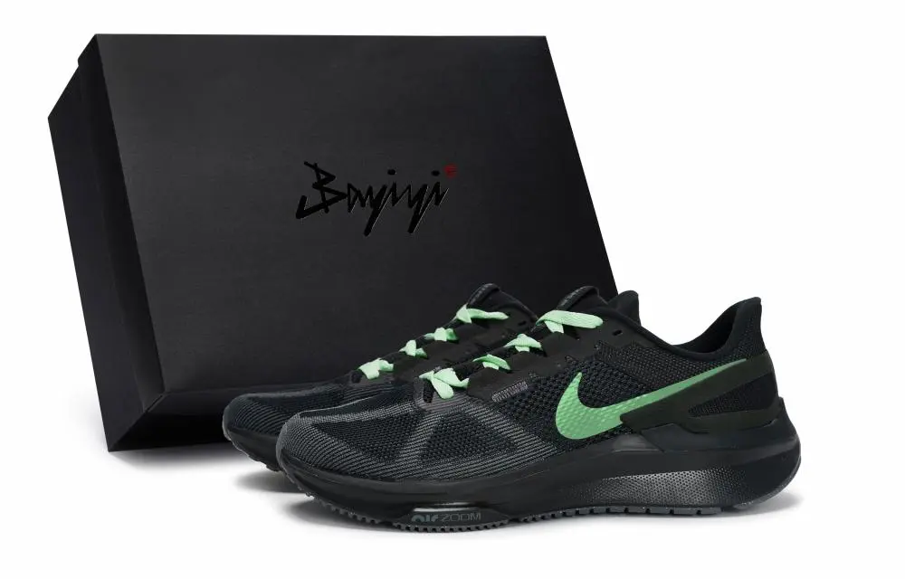 Nike Zoom Structure 25 Anti-Slip Wear-Resistant Low-Top Running Shoes Men's Black Green