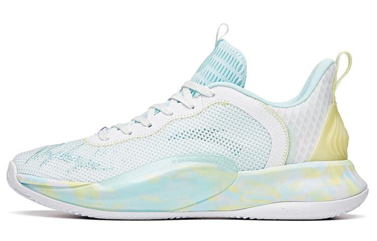 Anta Light Cavalry 6 Anti-Slip Wear-Resistant Low-Top Basketball Shoes White Blue Green