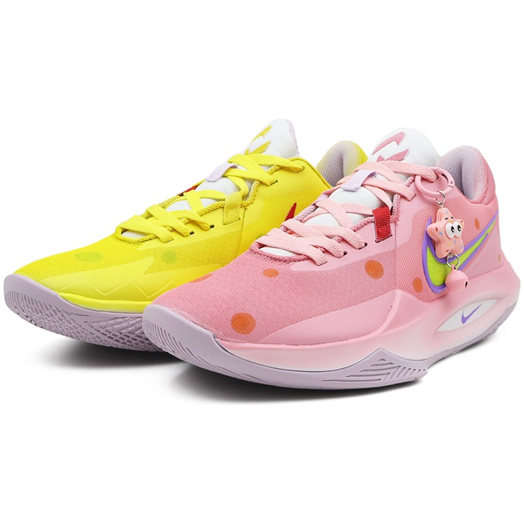 Nike Precision 6 Cushioning Anti-Slip And Wear-Resistant Support Low-Top Basketball Shoes Unisex Pink Yellow