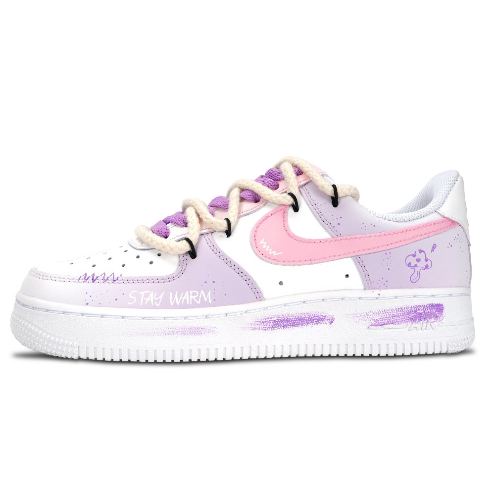 Nike Air Force 1 Anti Slip Wear Resistant Low Top Skateboard Shoes Unisex Light Purple