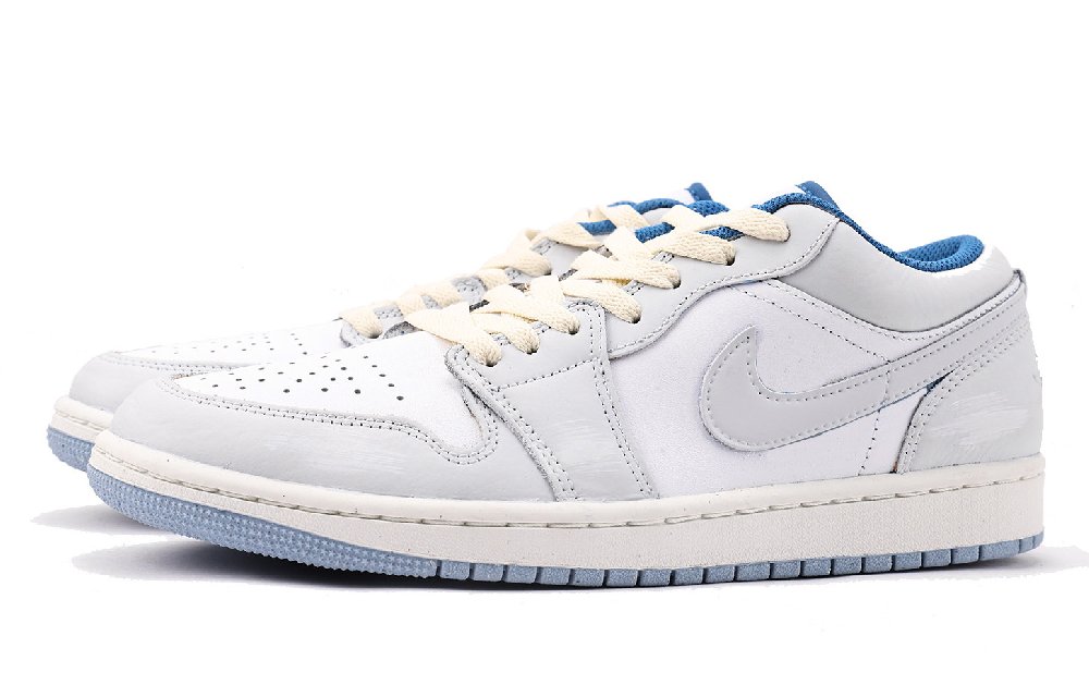 Jordan Air Jordan 1 Slip-Resistant Coverage Balance Impact-Resistant Low-Top Vintage Basketball Shoes Men's White Blue