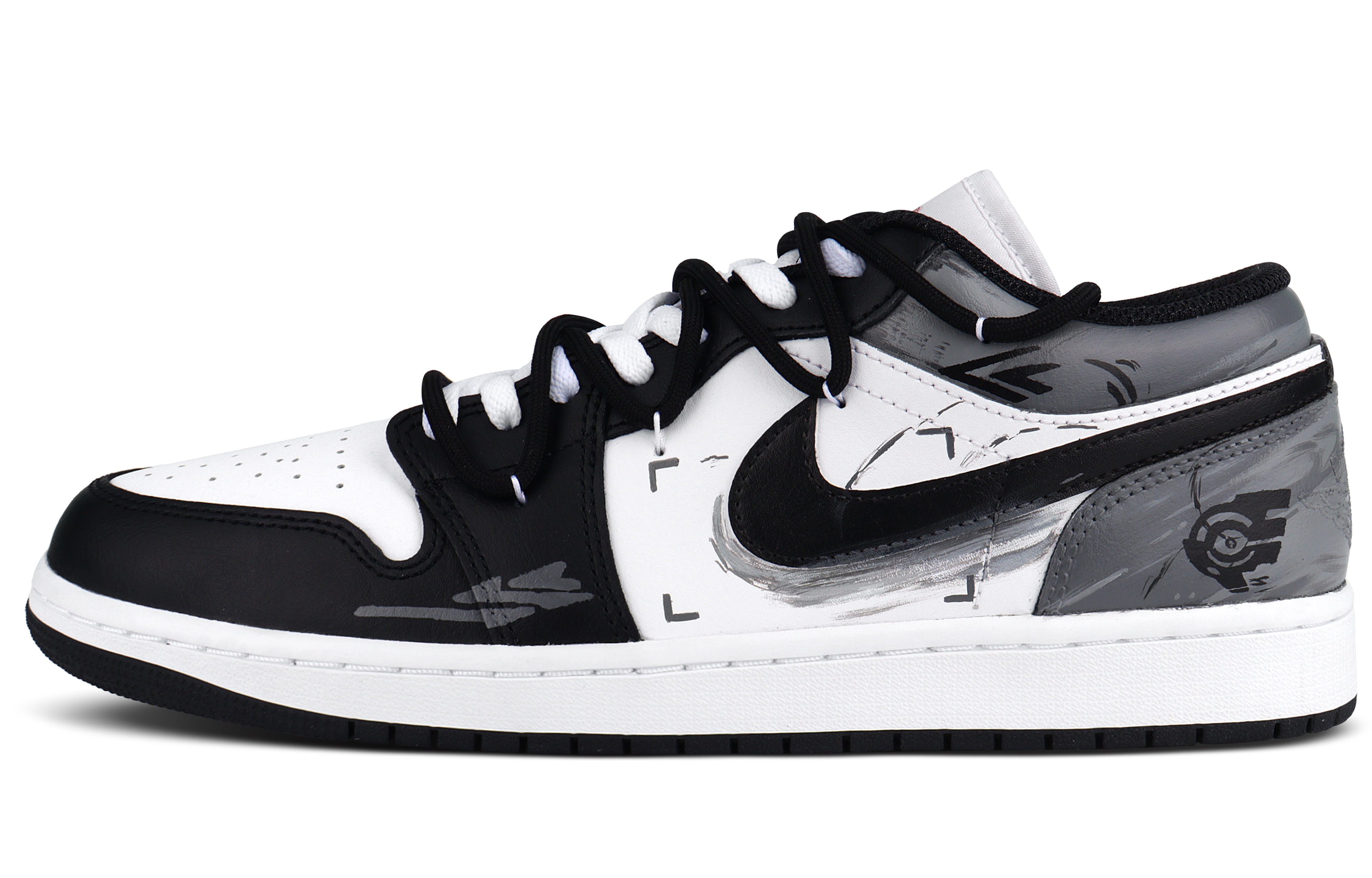 Jordan Air Jordan 1 Abrasion Resistant Low top Vintage Basketball Shoes Unisex Black White Gray