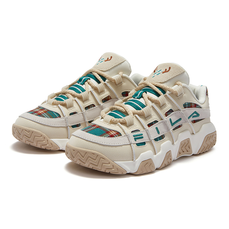 FILA FUSION Barricade Basketball Shoes Men Low Top Foam White/Water Tank Green