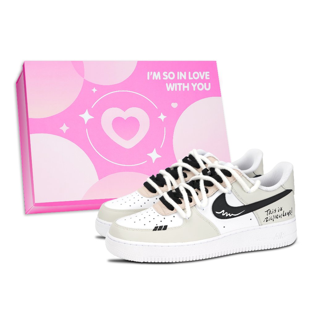 Nike Air Force 1 Beautiful Moments Anti Slip Wear Resistant Low Top Skateboard Shoes Unisex Light Gray