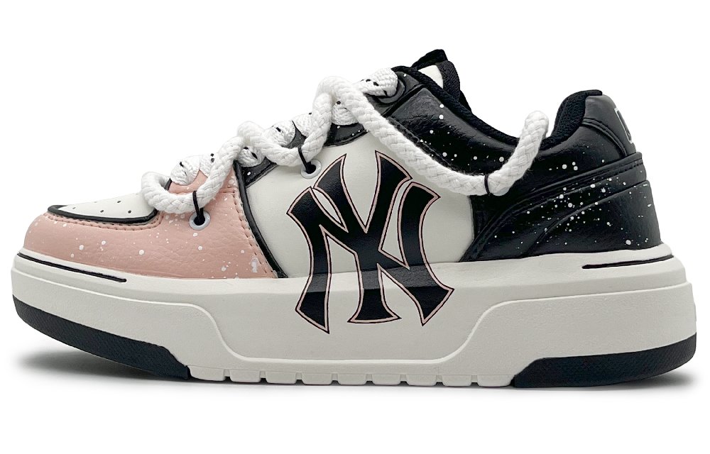 MLB Chunky Liner Wear-Resistant Height Increasing Low-Top Skateboard Shoes Unisex Black Pink