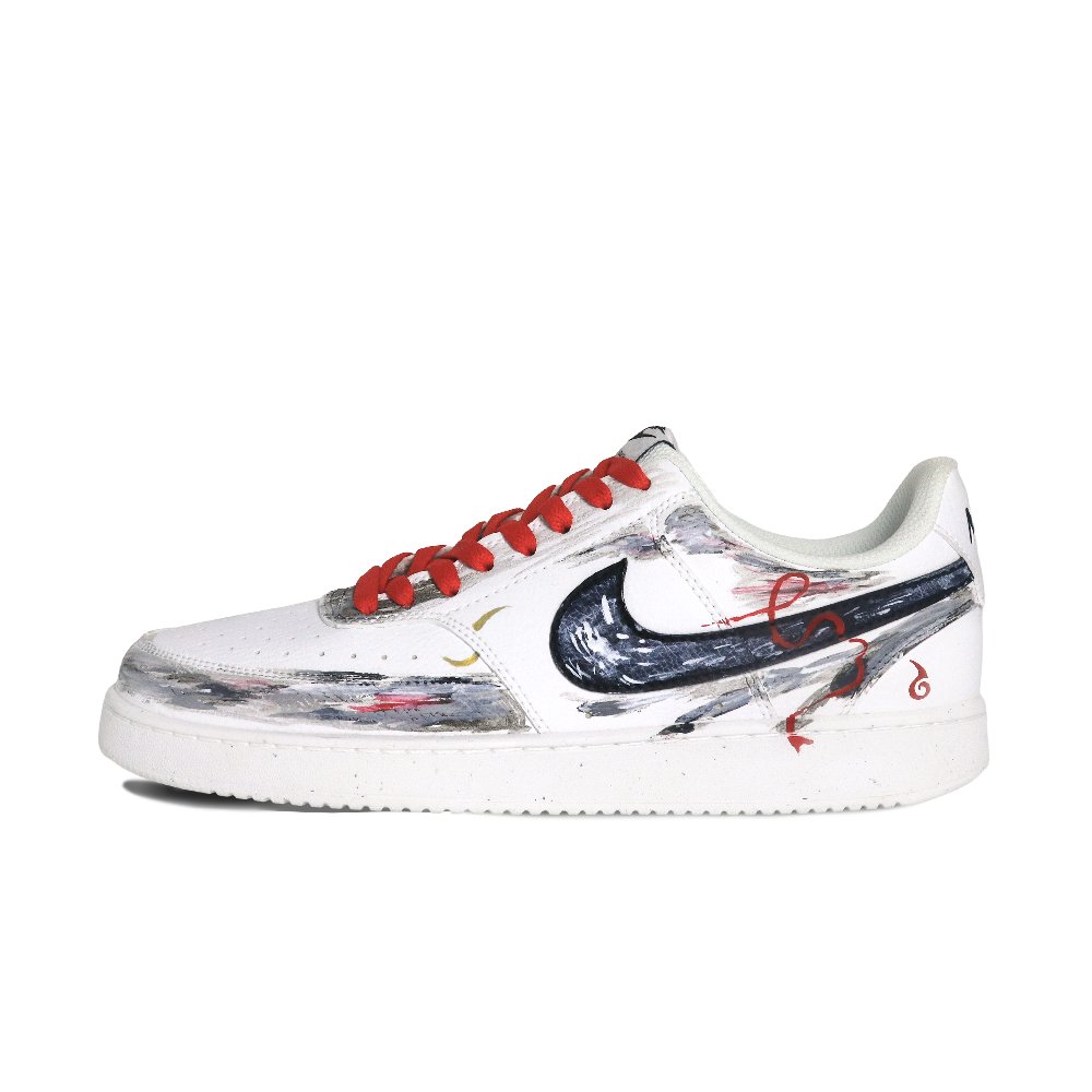 Nike Court Vision 1 Lightweight And Breathable Low-Top Skateboard Shoes Men's Black White Red