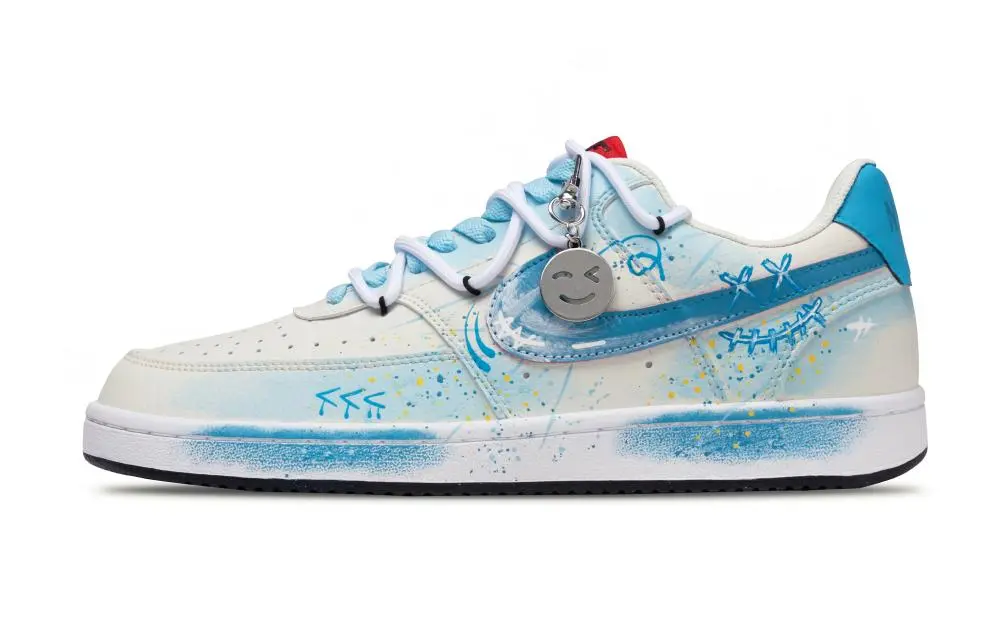 Nike Court Vision 1 Blue Tone Abrasion Resistant Low Top Skateboard Shoes Men's Light Blue