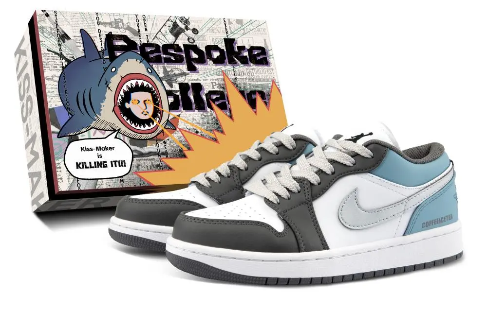 Jordan Air Jordan 1 Cushioning, Wear Resistant Low top Vintage Basketball Shoes Unisex Steel Blue