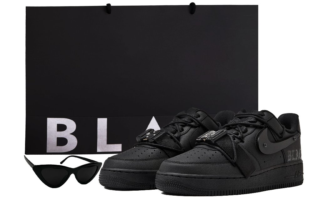 Nike Air Force 1 Low-Top Skateboard Shoes Women's Pure Black