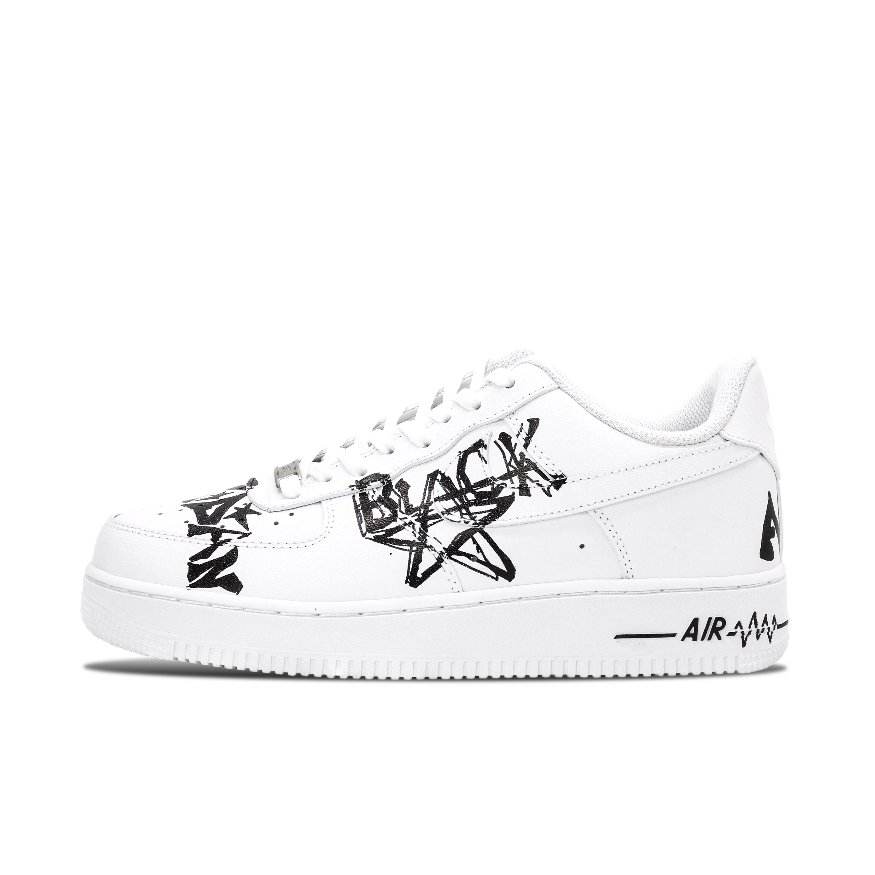 Nike Air Force 1 Hip Hop Empire BlackCar Higher Support Height Increase Low top Skateboard Shoes Unisex Black White
