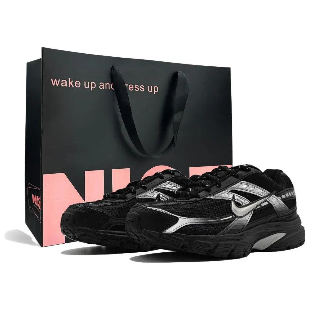 Nike Initiator Cushioning, Breathable, Supportive Low top Running Shoes Men's Silver Black