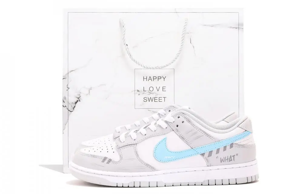 Nike Dunk Coverage Abrasion Resistant Low top Skateboard Shoes Unisex White Blue