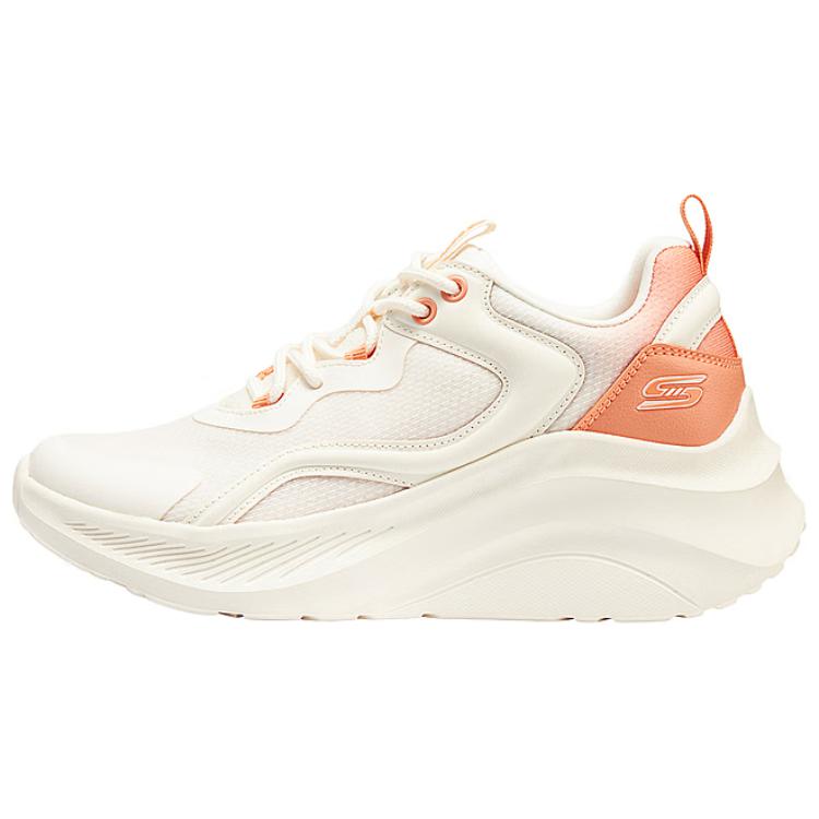 Skechers Cushioned Wear-Resistant Breathable Height Increasing Low-Top Casual Shoes Women's Beige Orange