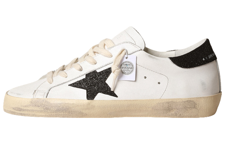 Golden Goose Super-Star Stylish Skateboarding Shoes Women's White Black Vintage Version