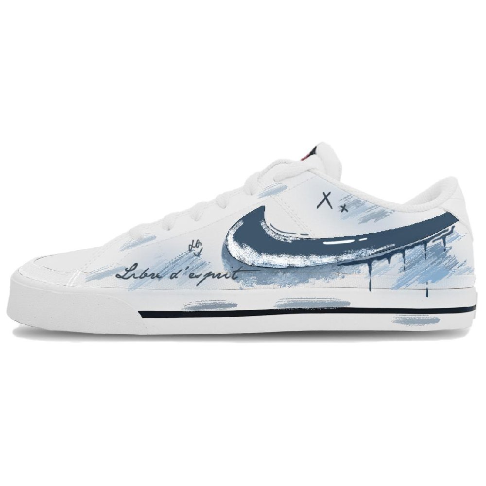 Nike Court Legacy Abrasion Resistant, Lightweight, And Breathable Low Top Skateboard Shoes Unisex Blue