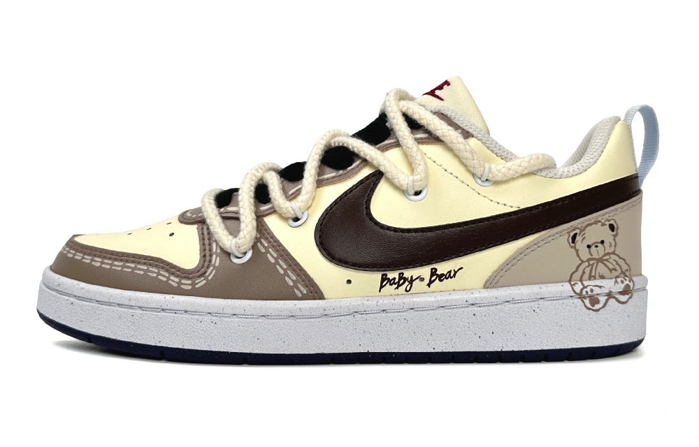 Nike Court Borough Low-Top Skateboard Shoes Women's Yellow Brown