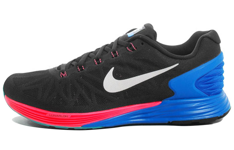 Nike Lunarglide 6 Shock Absorbers Slip Resistant Breathable Low Top Running Shoes Men's Black Red Blue
