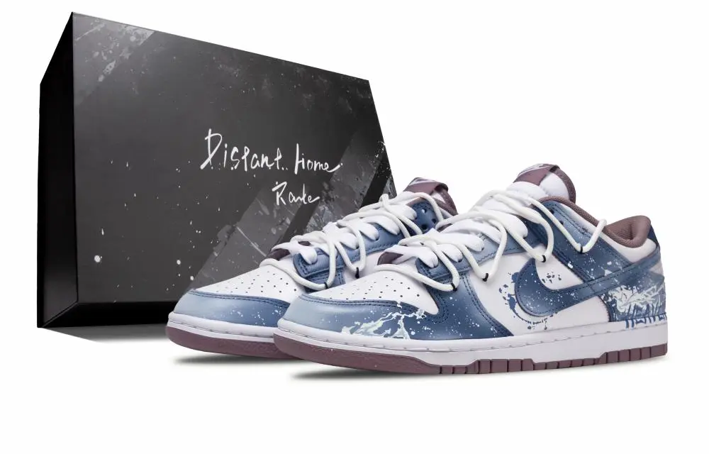 Nike Dunk Dark Blue Underwater Box Abrasion Resistant Low top Skateboard Shoes Unisex Blue