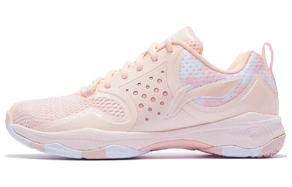 LINING Battle TD Badminton Shoes Women's Low top Neon Orange Pink/Standard White