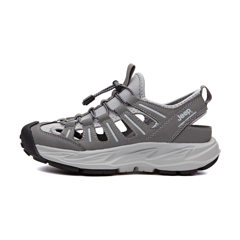 Jeep Breathable Anti-Slip And Wear-Resistant River Trekking Shoes Men's Light Gray
