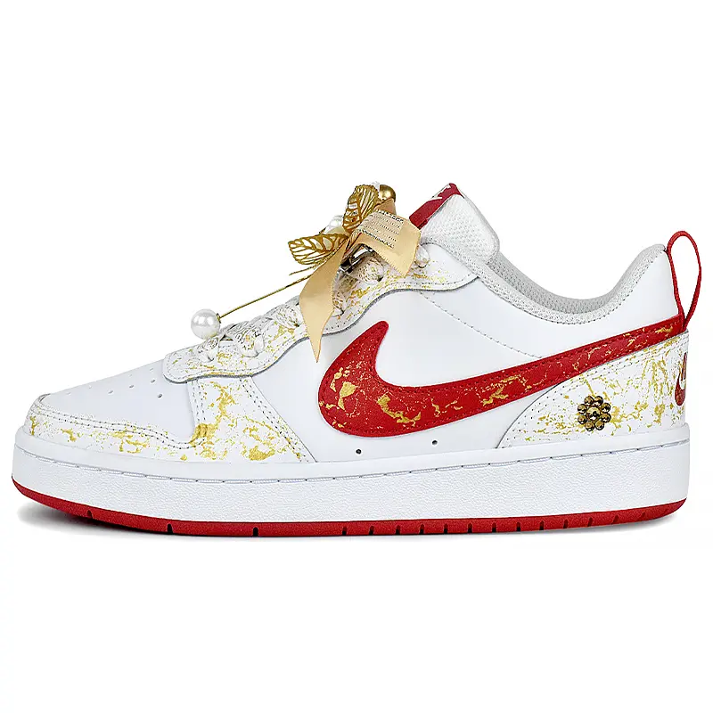Nike Court Borough 2 Lightweight Low top Skateboard Shoes Women's White Gold