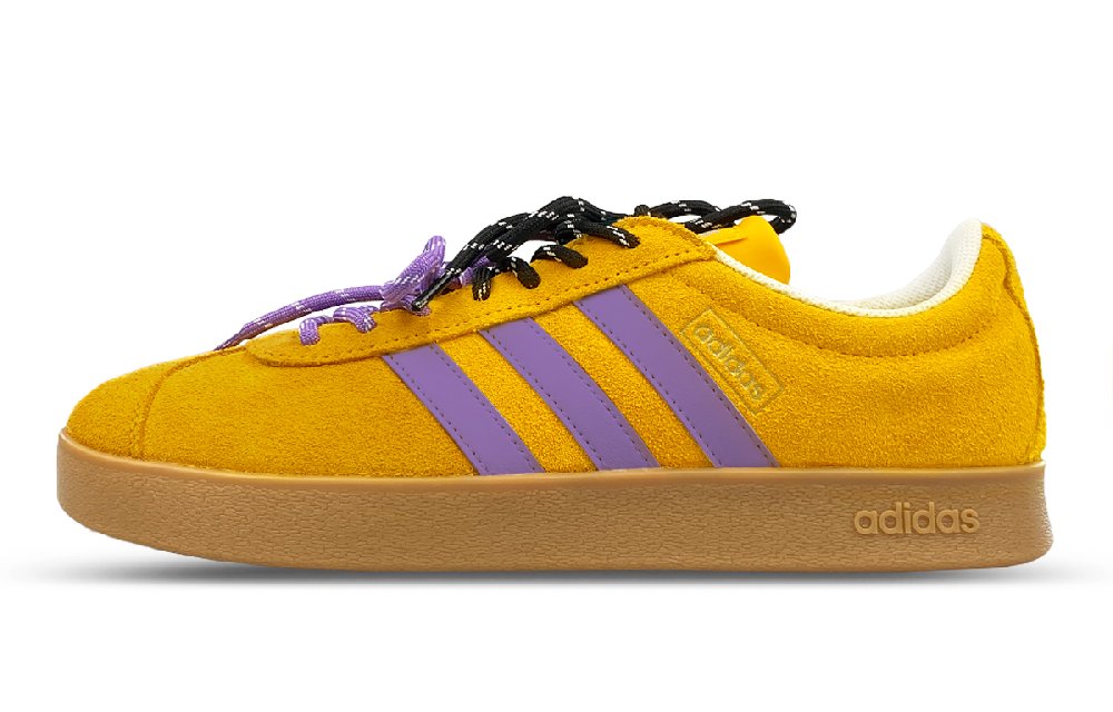 Adidas VL COURT 3.0 Anti-Slip Wear-Resistant Low-Top Skateboard Shoes Unisex Yellow Purple
