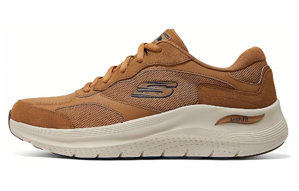 Skechers ARCH FIT 2.0 Slip-Resistant Low-Top Casual Running Shoes Men's Yellow Brown