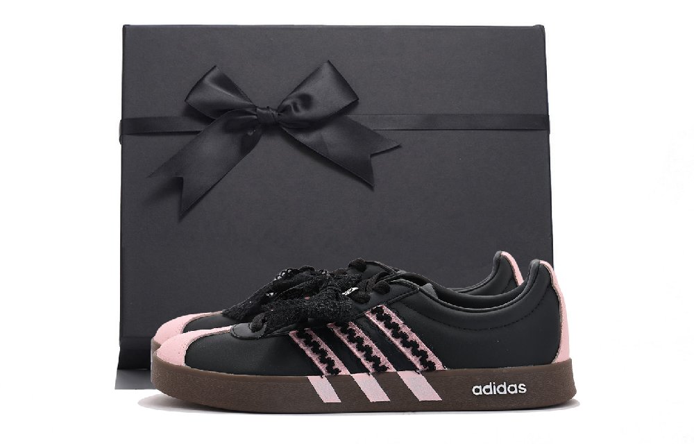 Adidas Neo VL Court 2.0 Abrasion Resistant Low Top Skateboard Shoes Unisex Black Pink