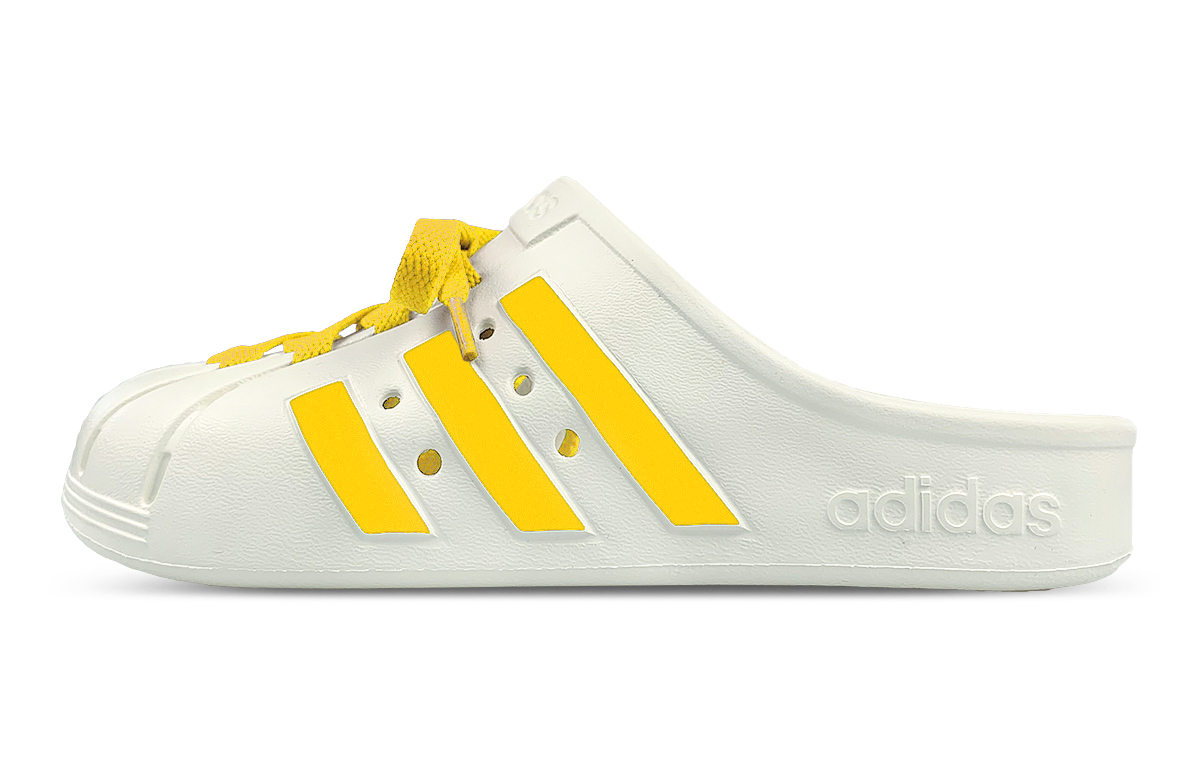 Adidas ADILETTE CLOGS Slip Resistant Closed Toe Slippers Unisex White Yellow