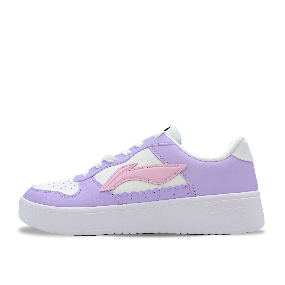 LiNing Pontoon Boats Anti Slip And Wear Resistant Height Increasing Low Top Skateboard Shoes Women's White Purple