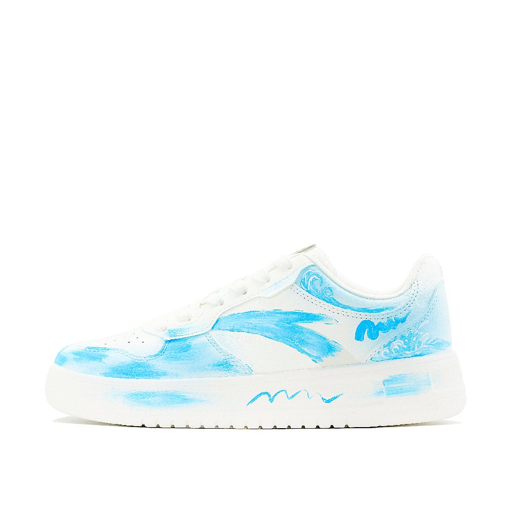 Anta Blue Ripple Drawn Elegance Wear-resistant And Lightweight Low-Top Skateboard Shoes Men's White Blue