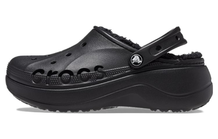 Crocs Baya Platform Lined Clog Sandals 'Black' Women's